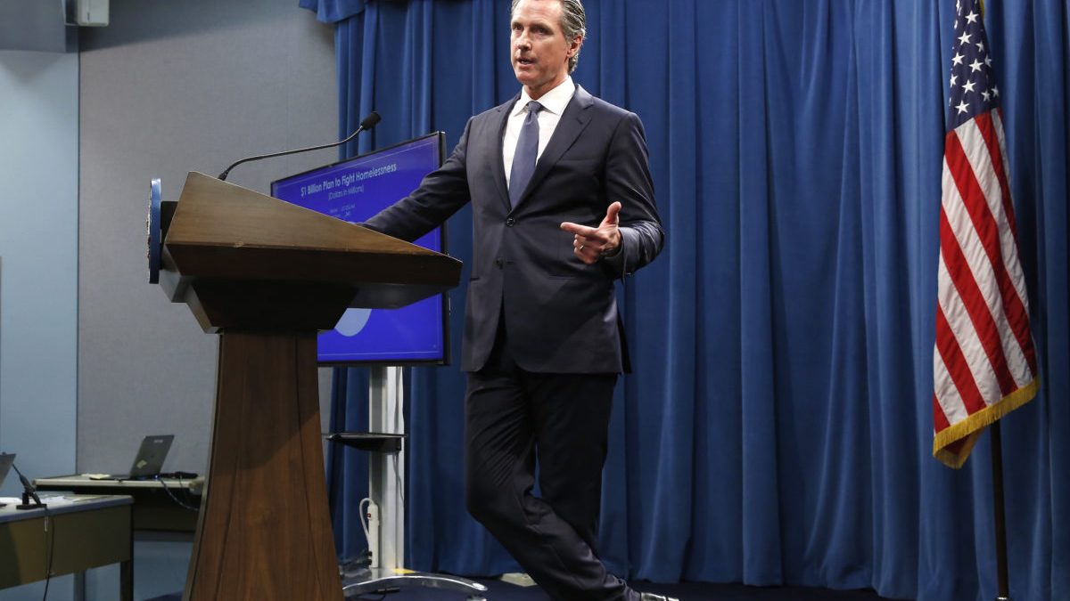 California Governor Gavin Newsom at Podium